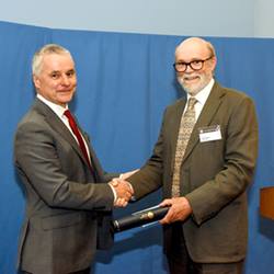 Colin Day receiving the Distinguished Service Award at the Geological Society's 2019 President's Day.
